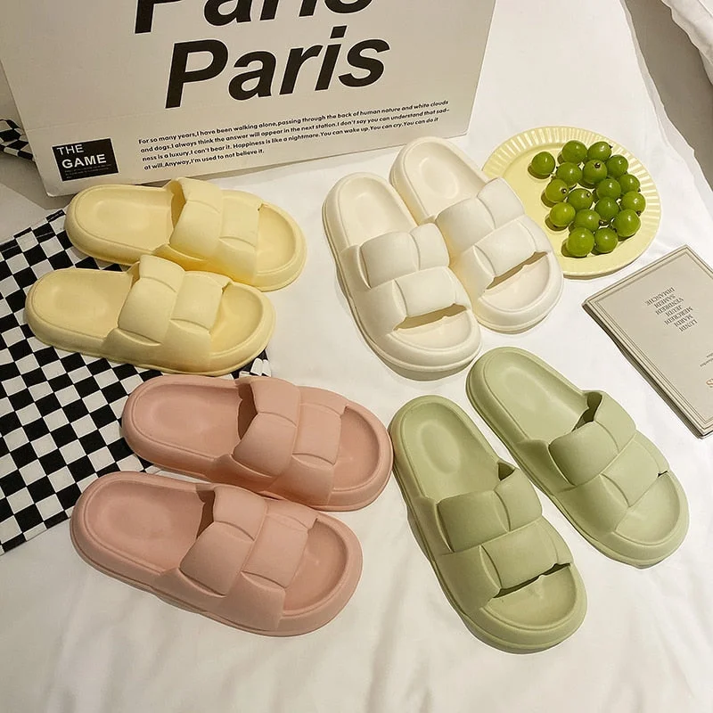 Rimocy 2022 Summer Slippers Women EVA Soft Sole Sandals Leisure Beach Shoes Woman Thick Platform Bathroom Home Slides Plus Size