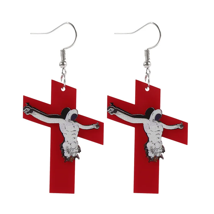Red Cross Horror Earrings - yankia