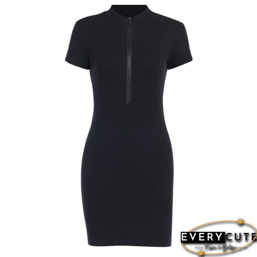 Turtleneck Short-Sleeved Hip Skirt