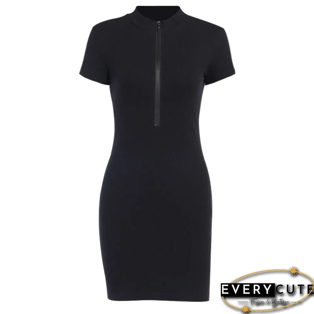 Turtleneck Short-Sleeved Hip Skirt