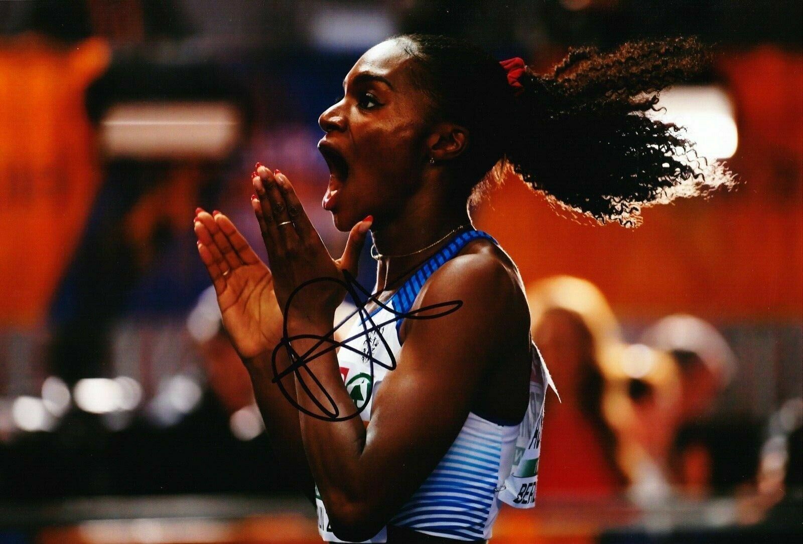 Dina Asher-Smith SIGNED 12X8 Photo Poster painting Genuine Signature AFTAL COA (D)