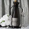 10 Pack | 6"x15" Black Organza Drawstring Party Favor Wine Gift Bags