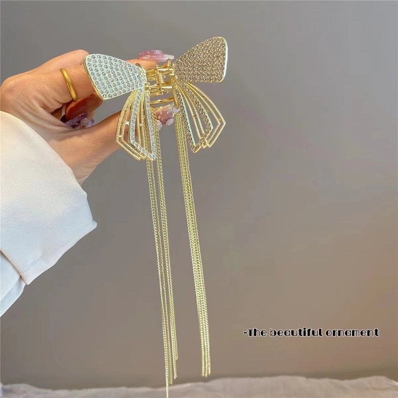 Metal Butterfly Hairpin Women’s High-grade Temperament Half-tie Hair Tassel Pendant Hair Accessories New Back Head Clip