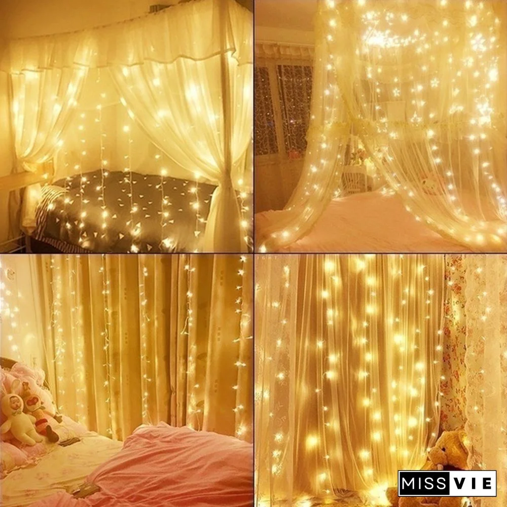 9 Colors 3Mx3M 300-LED Light Romantic Christmas Wedding Outdoor Decoration Curtain String Light