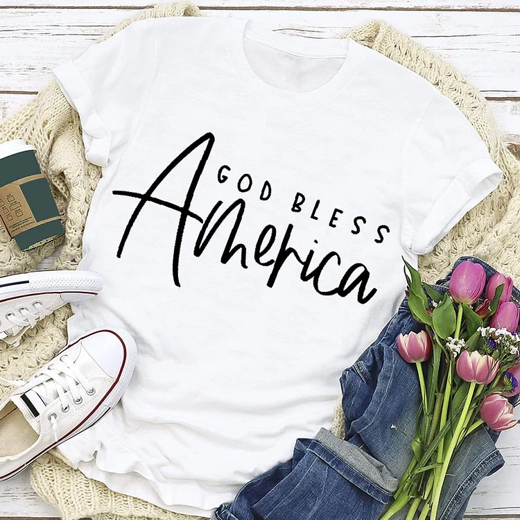 Independence Day Print America Letter T-shirt Tee