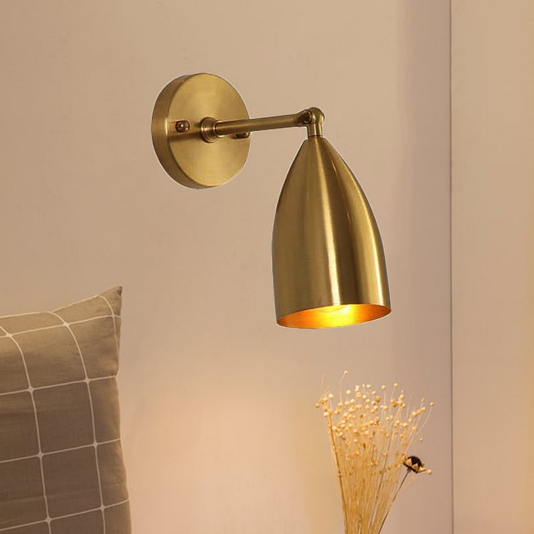 4"/7.5"/12" W 1 Bulb Wall Sconce Modern Style Tapered/Drum/Oval Brass Indoor Wall Mounted Lighting in Gold