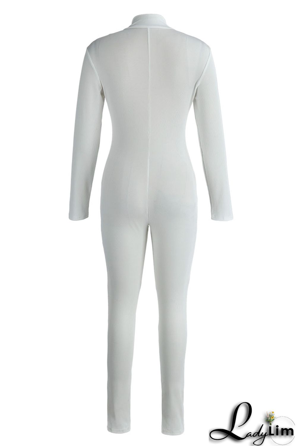 Blue Casual Sportswear Solid Patchwork Zipper Collar Regular Jumpsuits