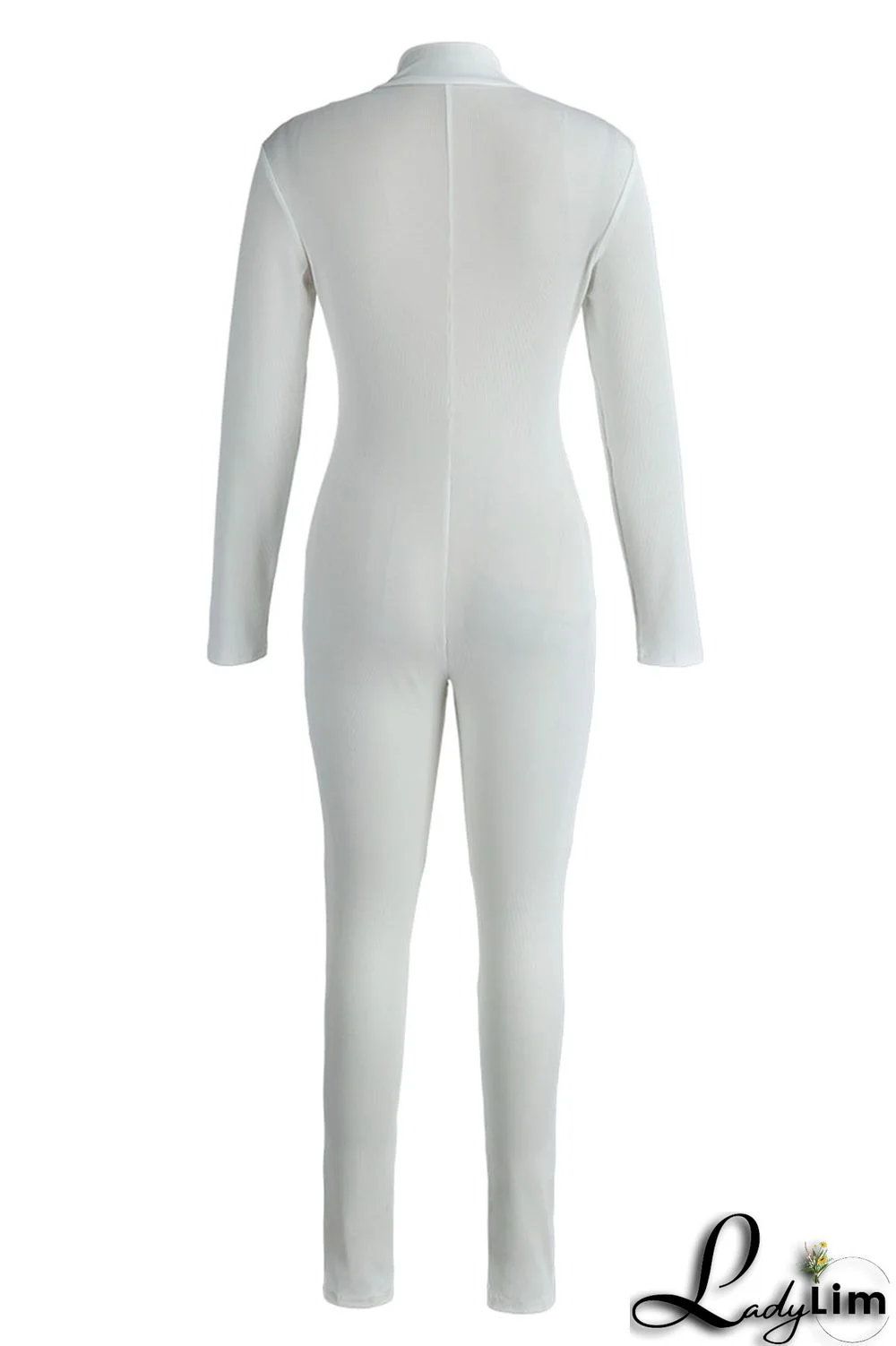 Blue Casual Sportswear Solid Patchwork Zipper Collar Regular Jumpsuits