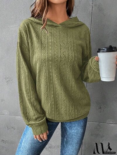 MidiSono - Textured Dropped Shoulder Hoodie