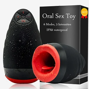 Hot Kiss Cup Men's Silicone Full-automatic Heated Oral Sex Apparatus Three-point Deep Throat Tongue Lick 6-frequency Vibration Level 3 Strength