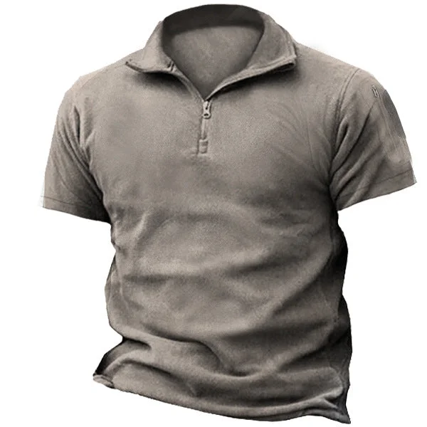 Men's Lapel T -shirt In Summer Daily Commute Pure Color Short -sleeved T -shirt Top