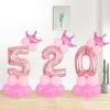 10PCS Blue Pink Party 0 - 9 Numbers Aluminum Film Latex Balloons Birthday Anniversary Decors