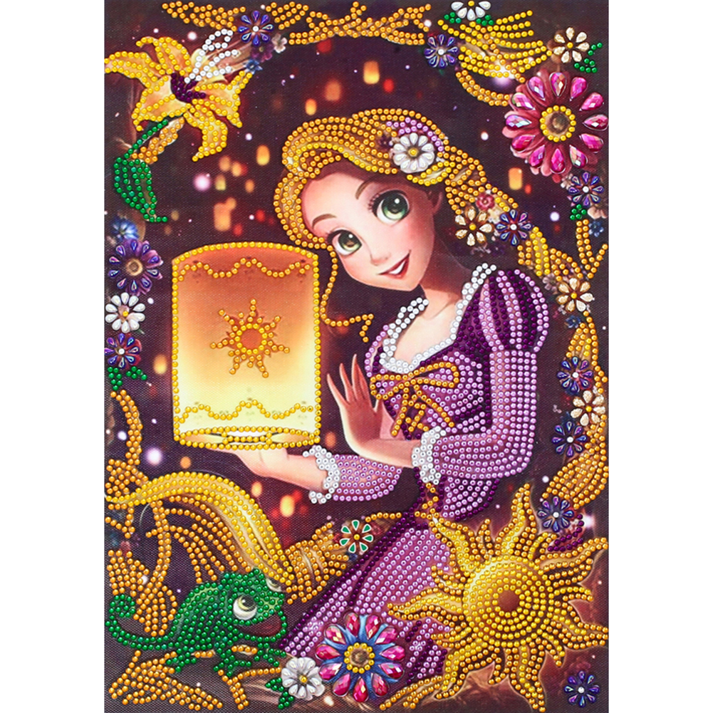 

30*40CM - Crystal Special Shaped Diamond Painting - Girl and Lamp, 501 Original