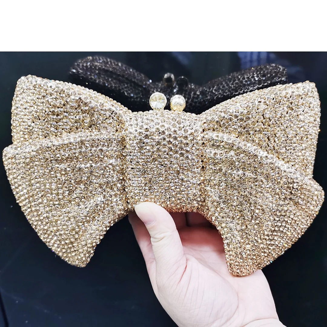 Luxury Silver Bow Evening Bags Party Purse Wedding Bridal Handbags Ladies Clutch Bags Sm95