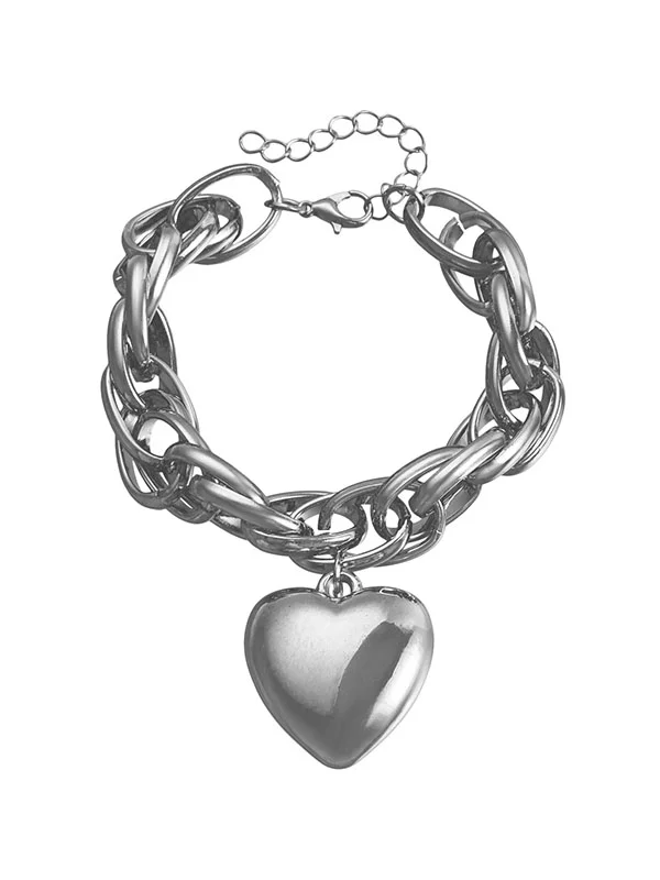 Solid Color Heart Shape Chains Normcore Bracelet Accessories