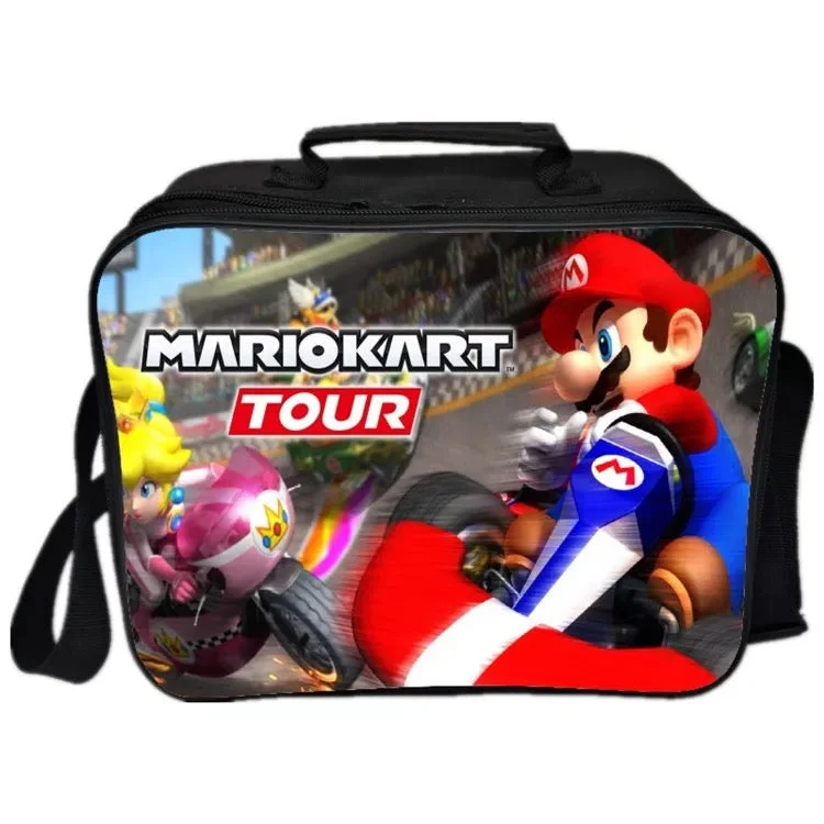 Mayoulove Game Super Mario #3 PU Leather Portable Lunch Box School Tote Storage Picnic Bag-Mayoulove