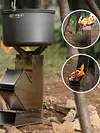 Folding Firewood Stove Stainless Steel BBQ Rocket Stove for Traveling BBQ Picnic