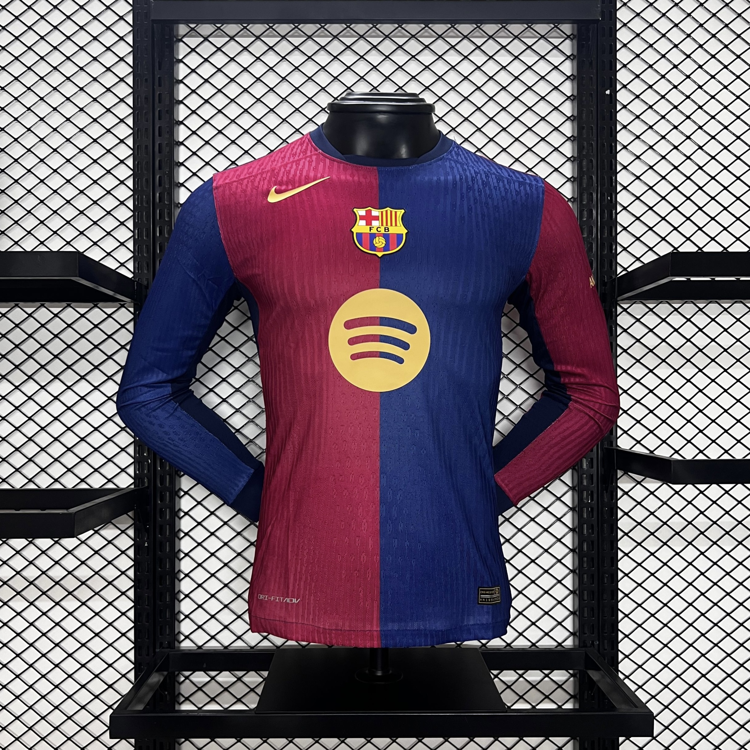 B.A.R.S.A 24-25 Home Long Sleeve Jersey with Big Logo - Player Version