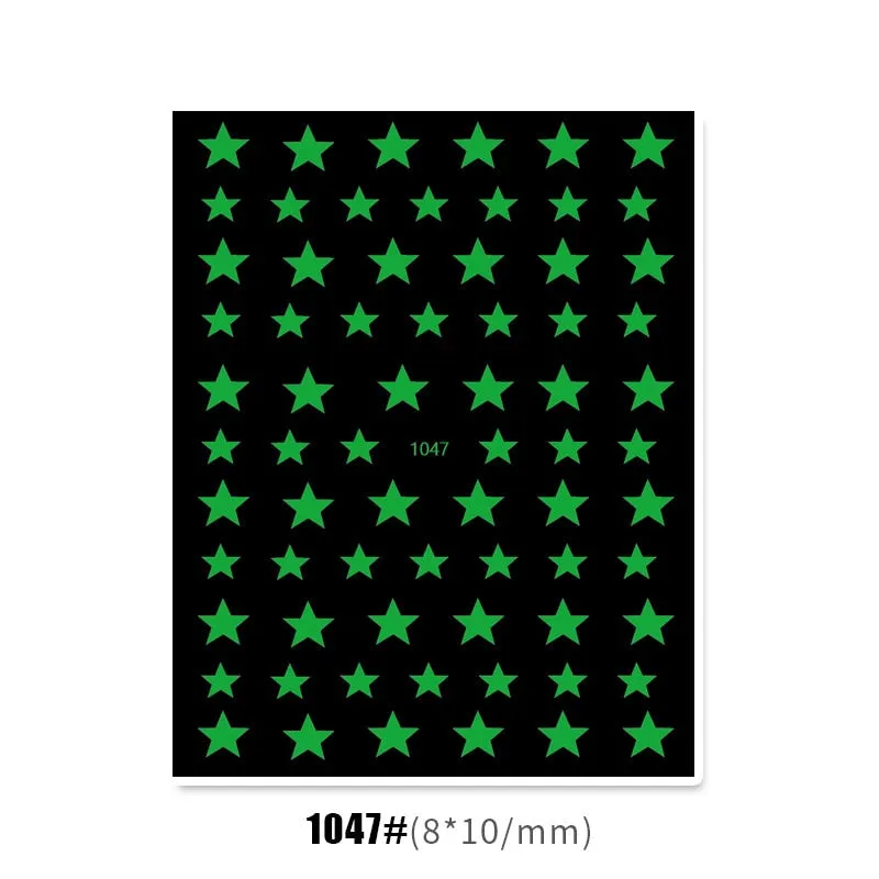 Black Red 3D Nail Sticker Self Adhesive Love Heart Star Butterfly Flower Nail Decals Slider DIY Nail Art Decoration-Nail Inspo