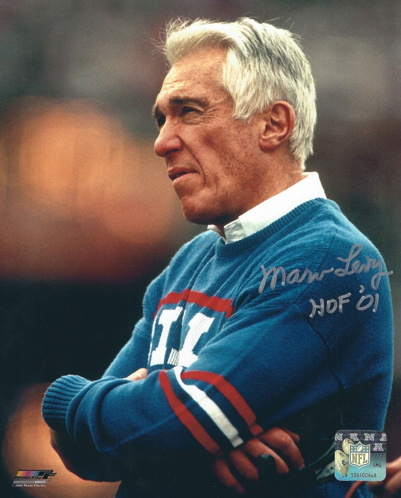 Signed 8x10 MARV LEVY HOF '01 Buffalo Bills Autographed Photo Poster painting - w/COA