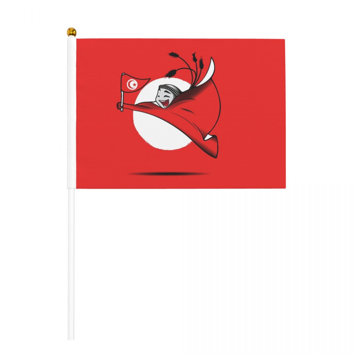 Tunisia World Cup 2022 Mascot Hand Held Fade Resistant Mini Flag
