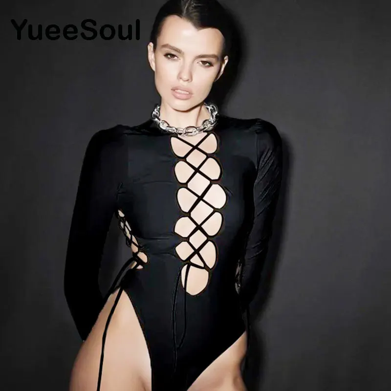 OLCooL 2024 Spring Summer New Bodysuit Women Long Sleeve Slim Sexy Black Female Rompers Y2K High Street Casual Rave Clubwear Jumpsuits olcool