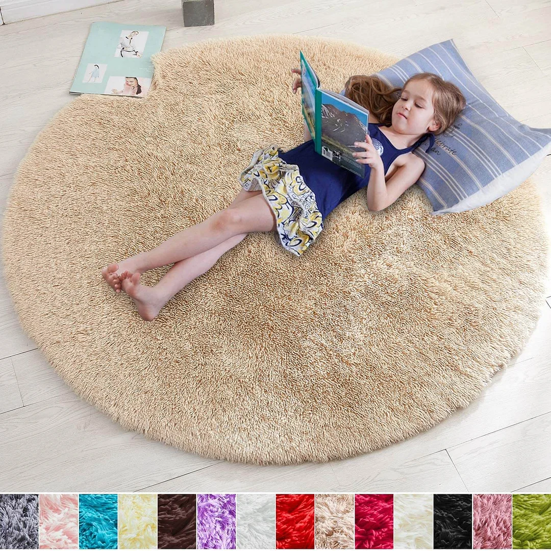Fluffy Round Rug ,Machine Washable Carpet 