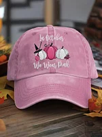 Unisex Autumn Pink Pumpkin In October We Wear Pink Hat - Image 2