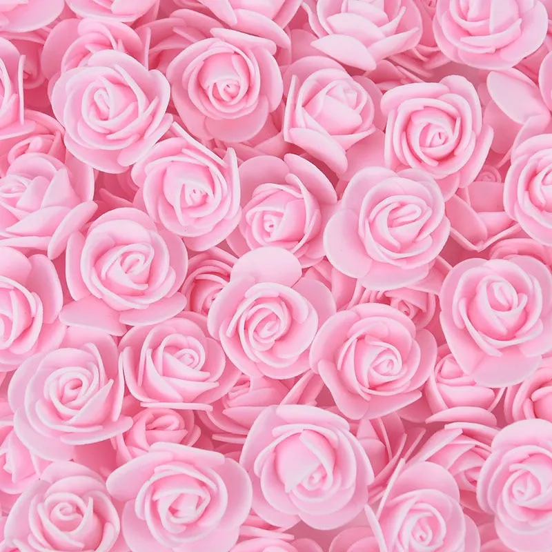 50/100/200Pcs Teddy Bear of Roses 3cm PE Foam Rose Head Artificial Flower Home Decorative Wreath Wedding Valentines Day DIY Gift