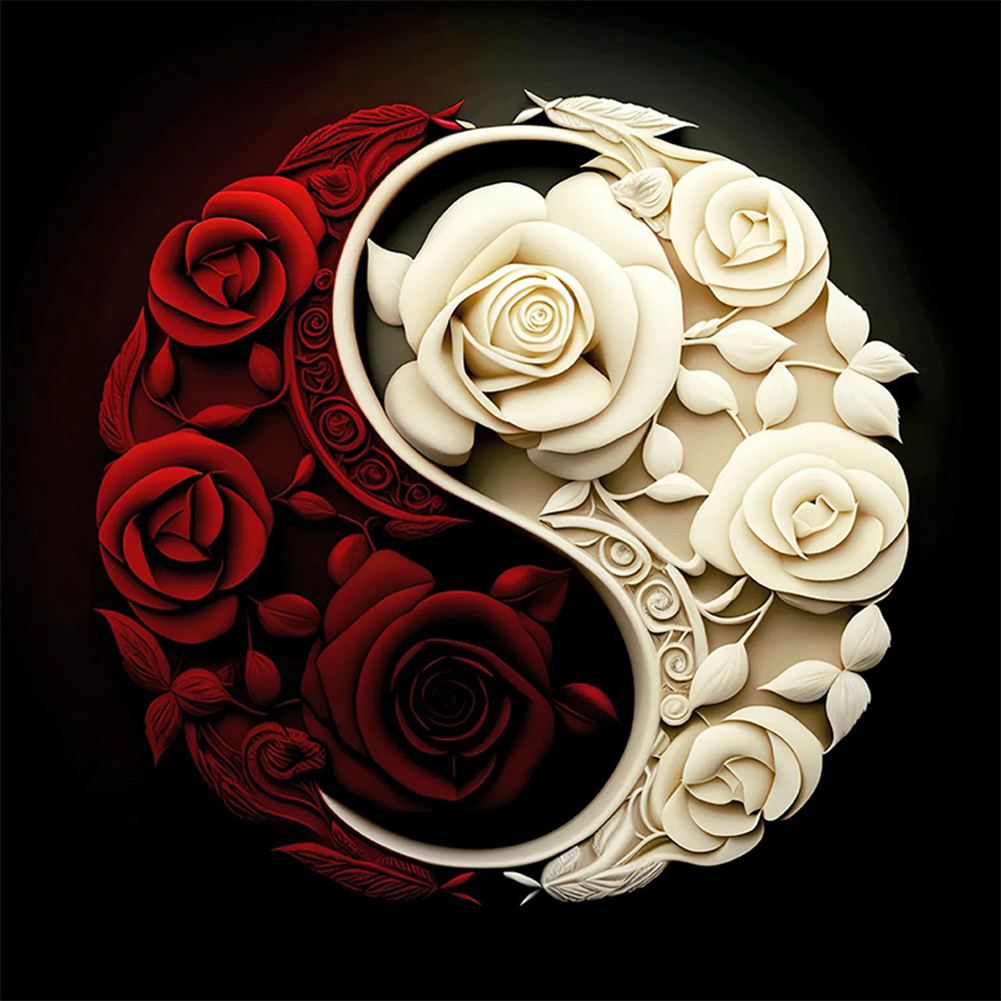 White Red Rose-Paint by Numbers-16"x16"/40x40cm