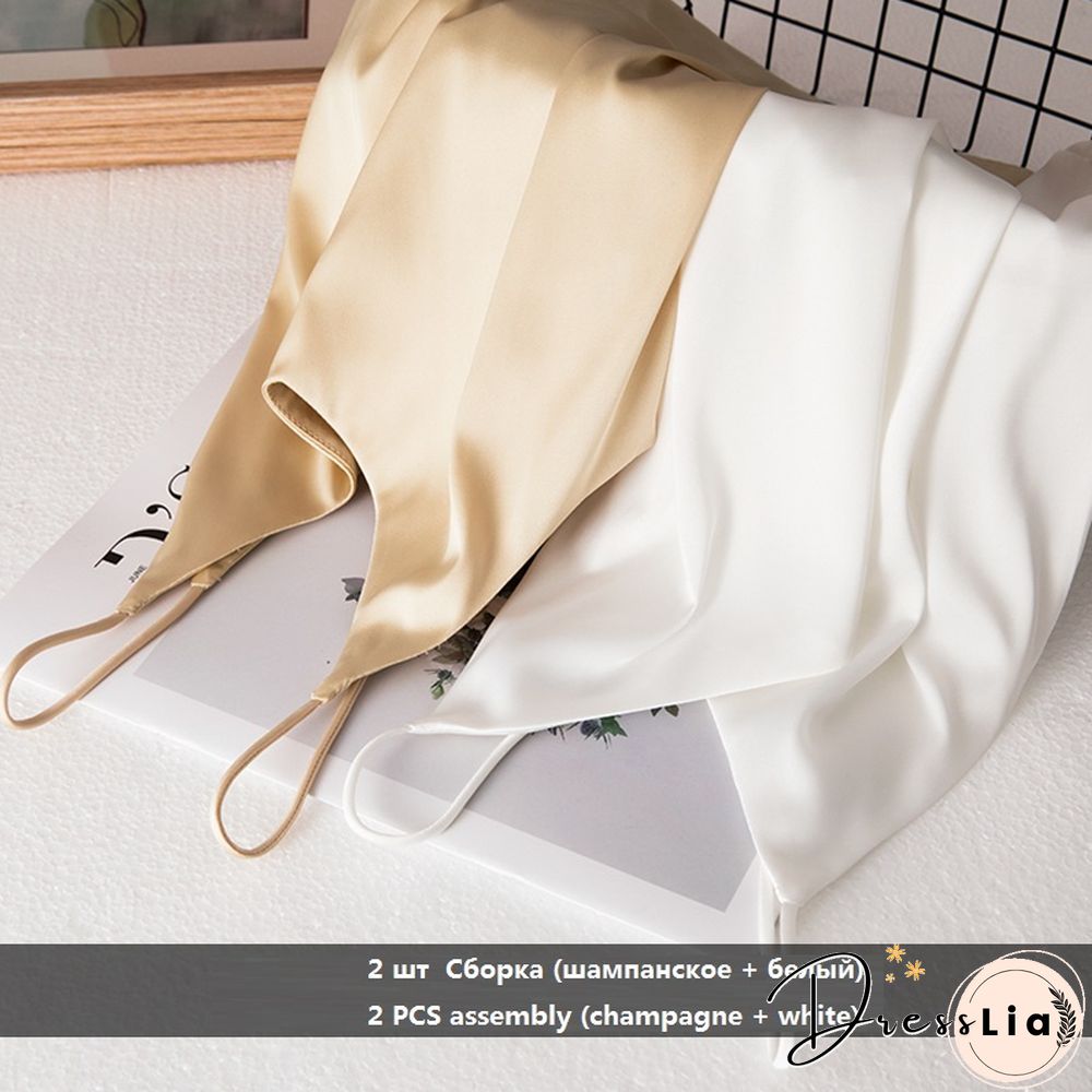 Summer Crop Top Women Camis Silk Satin Tank Top Women Camisole Sleeveless Vest Roupas Femin Cropped Croo Top Binder Trans