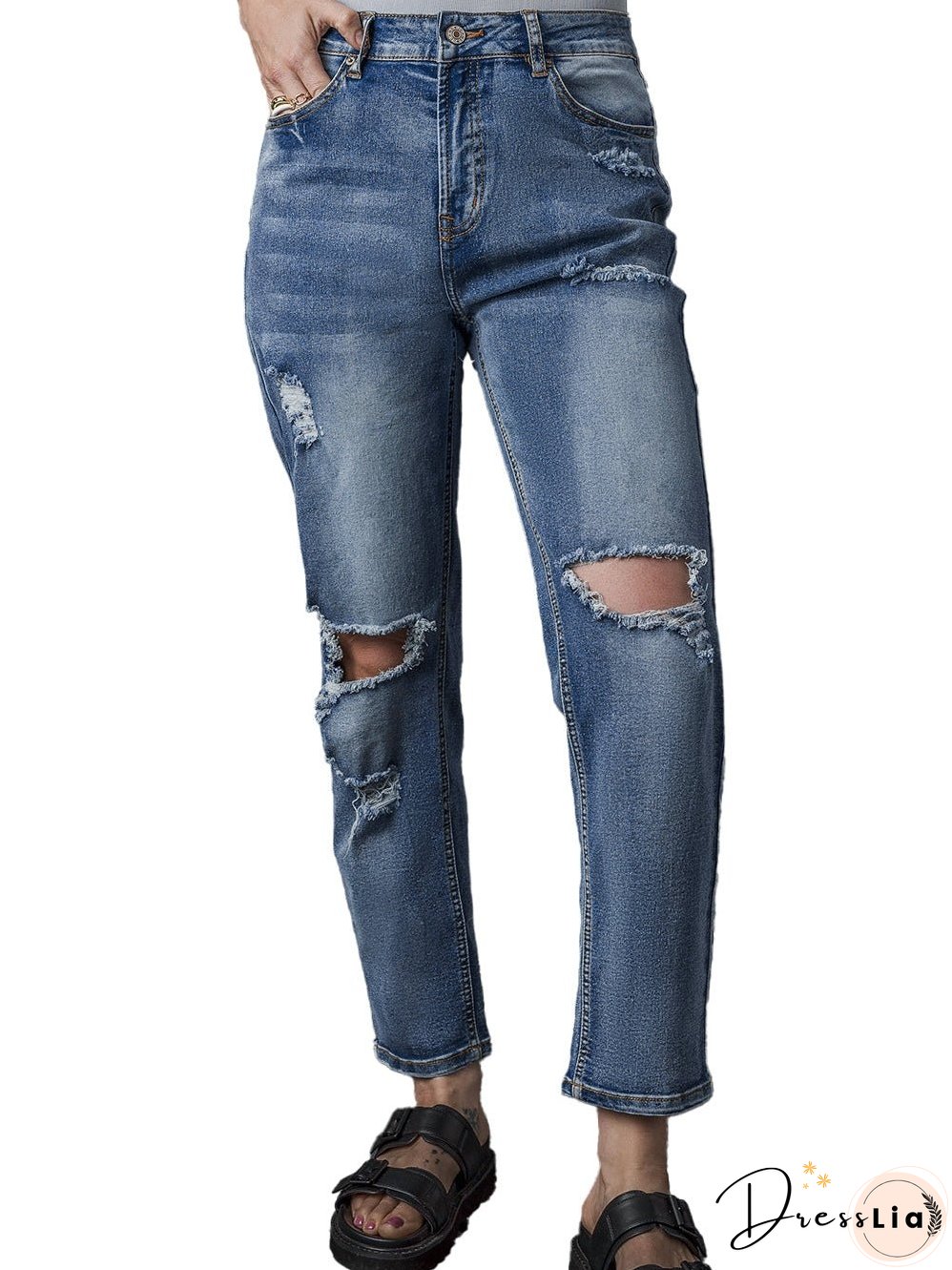 Distressed Denim Trousers