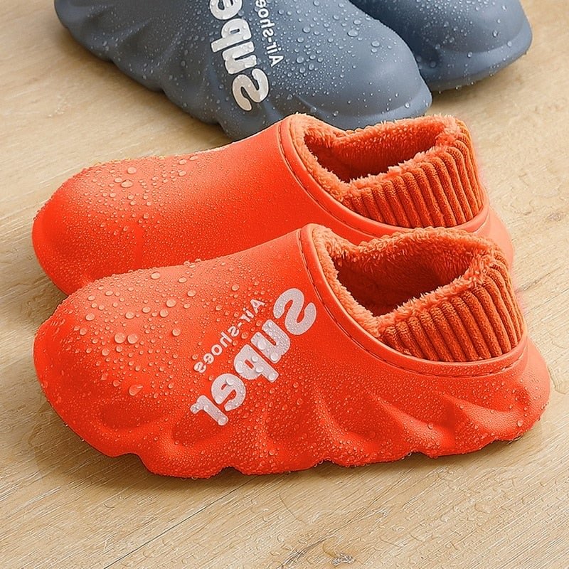 2022 Waterproof Non-Slip Home Slippers Men Cotton Shoe EVA Slippers Winter Warm Indoor Ladies Soft Couples Platform Shoes Zapatos