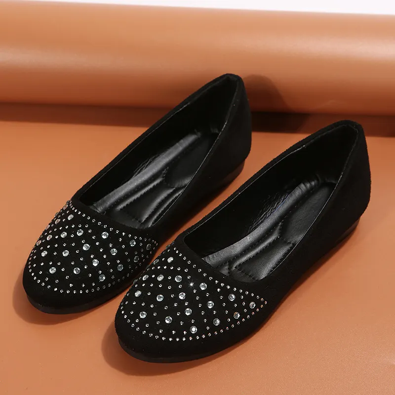 Churchf Churchf Large Size Round Head Casual Single Shoes 2023 New Fashion Middle Diamond Flat Work Beans Single Shoes