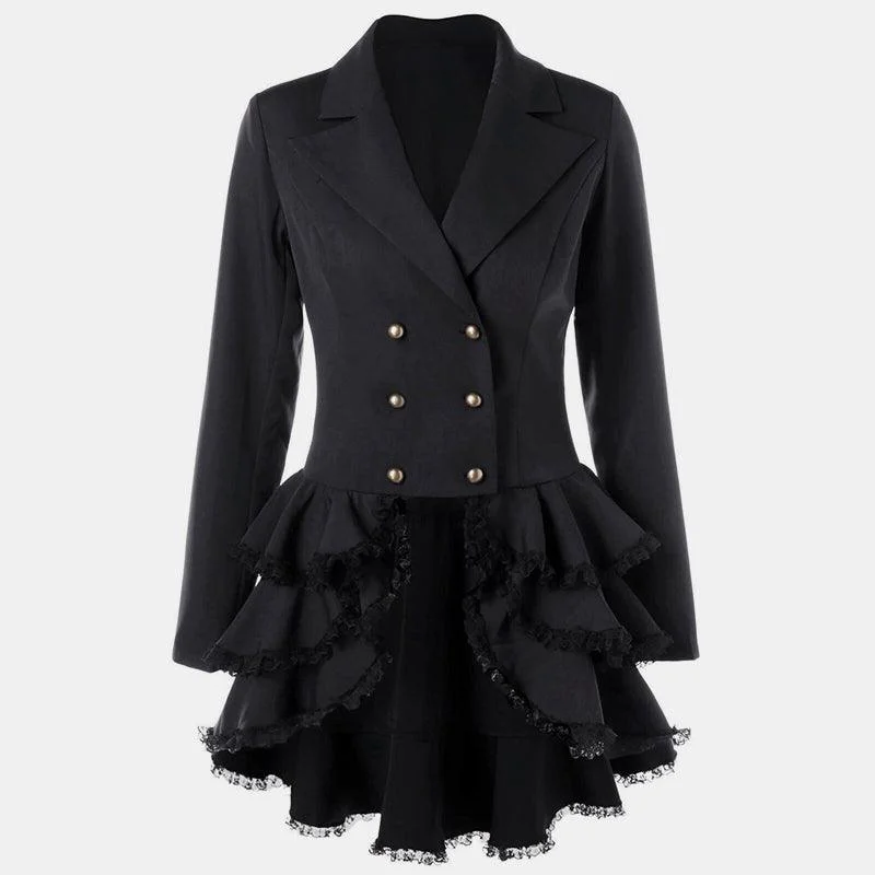 Double Breasted Ruffle Pendulum Coat