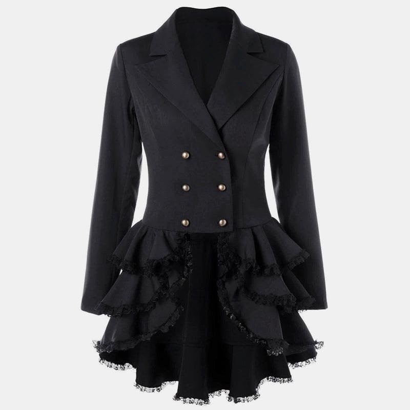 Double Breasted Ruffle Pendulum Coat