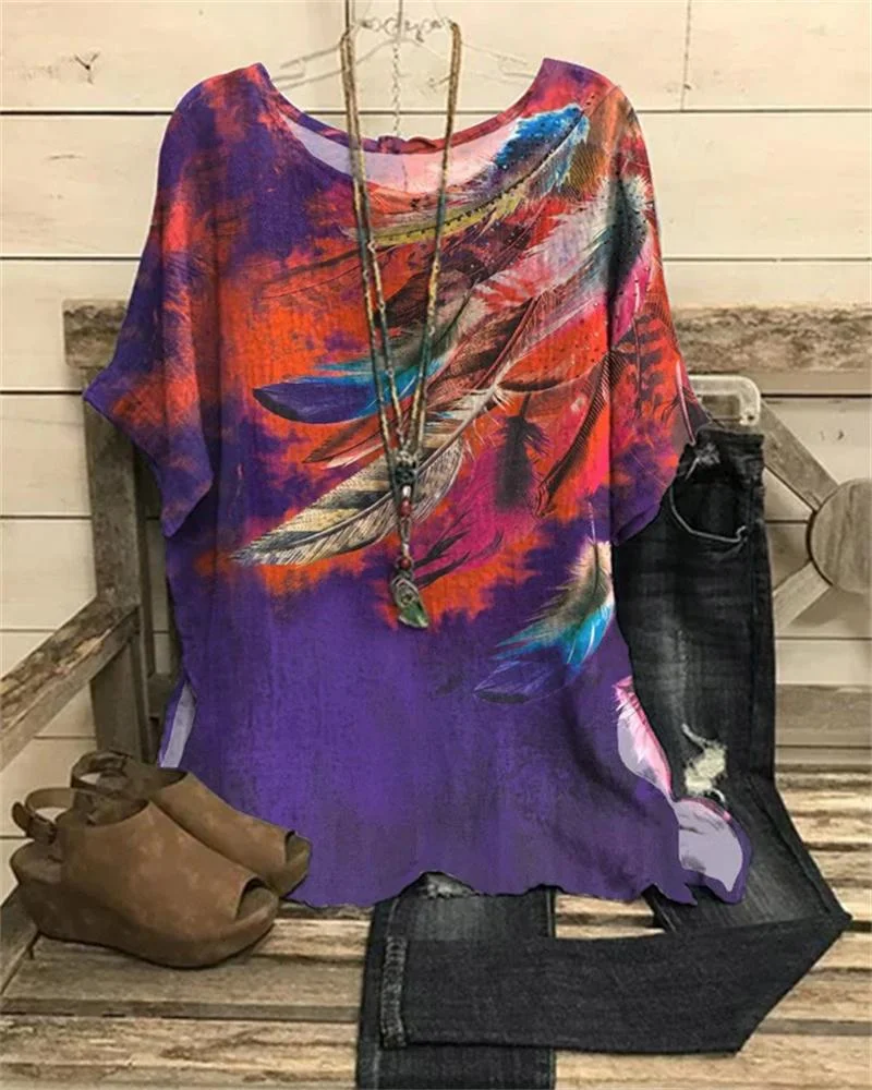 Women's Printing Cotton Linen Top