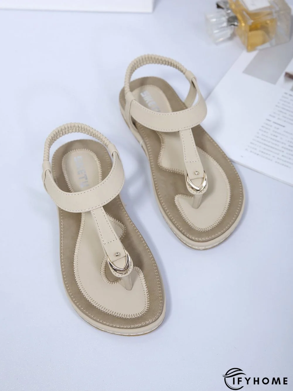 Women's Beach Metal Buckle Trim Flip-On Sandals | IFYHOME