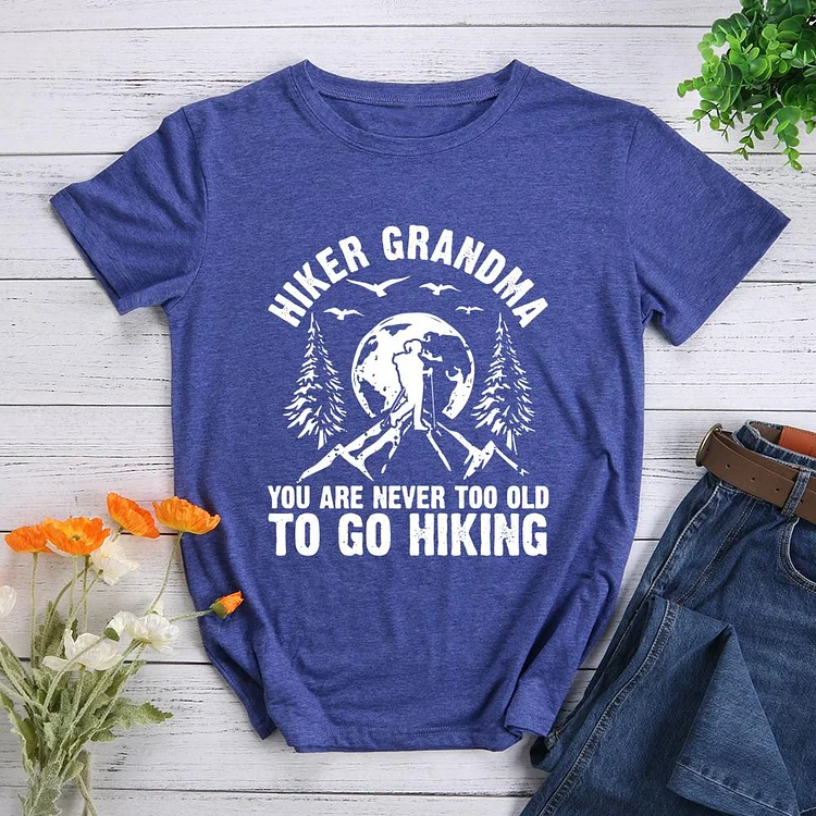 Hiker Grandma Round Neck T-shirt-Annaletters