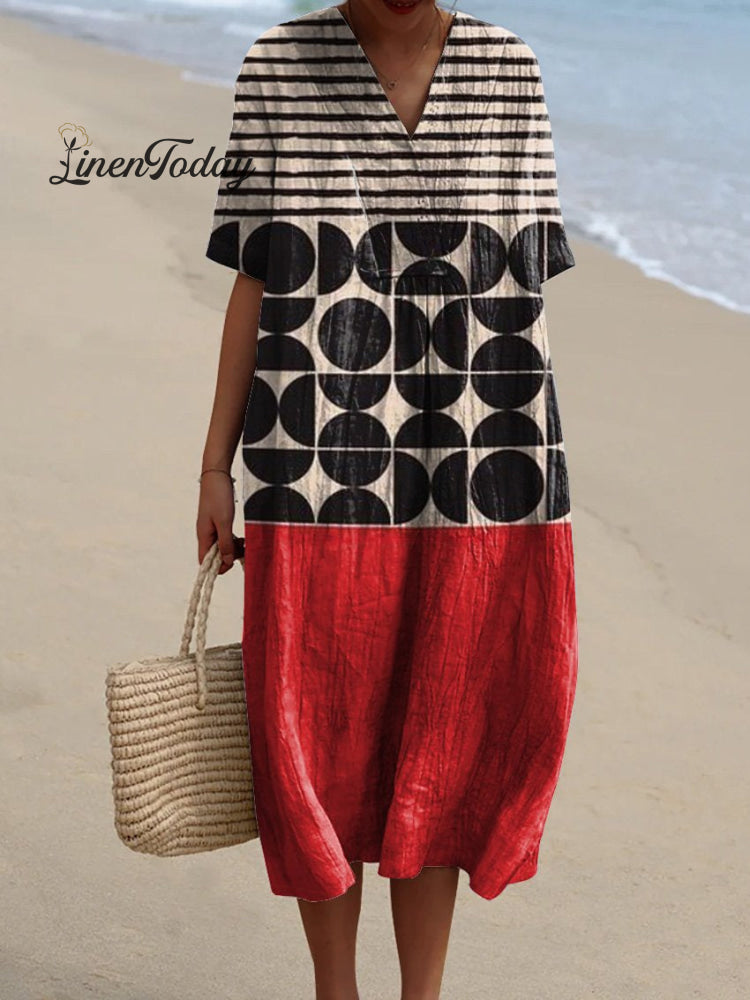 Artistry Geometric Pattern Printed Women&rsquo;s Flowy Dress Multicolor / S