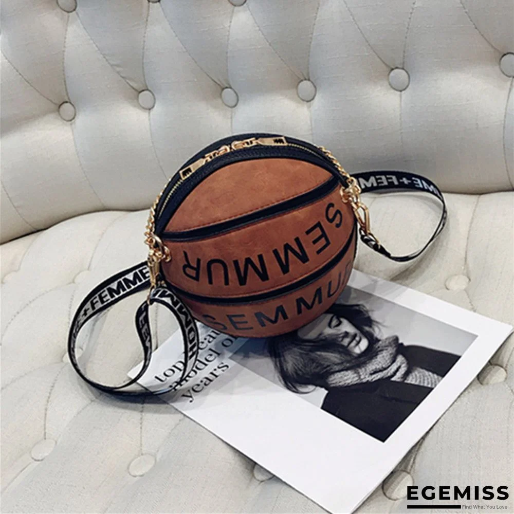 Brown Fashion Stitching Letter Basketball Single Shoulder Bags | EGEMISS