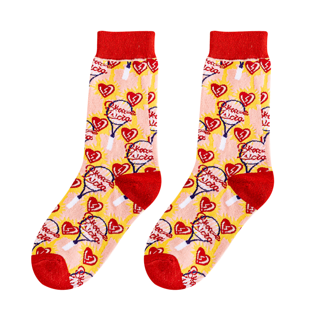 

1 Pair Korean Cotton Socks Women Men Colorful Print Mid-Calf Length Socks, 501 Original