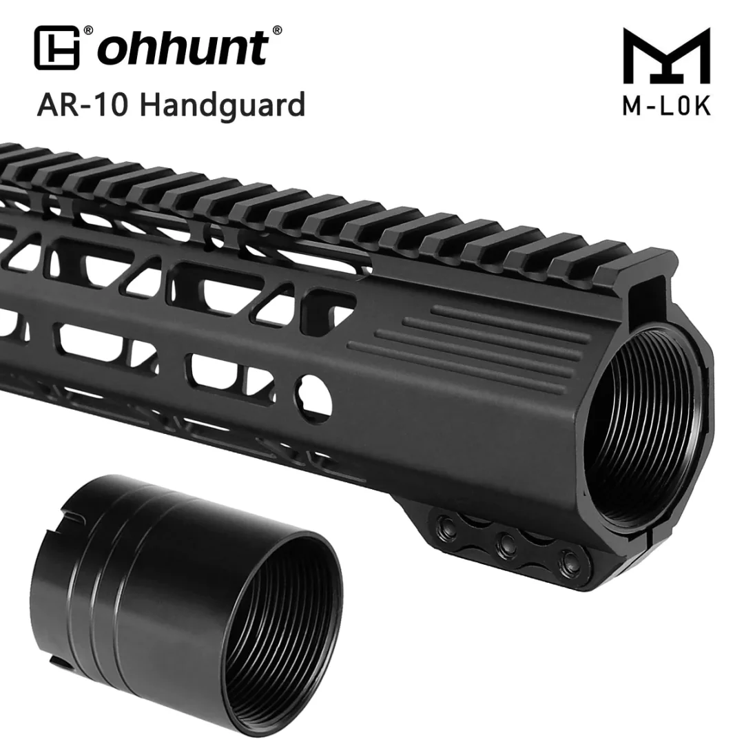 ohhunt® AR10 Free Float Handguard Light & Slim Desigh with Steel Barrel Nut 12" 15" 17"