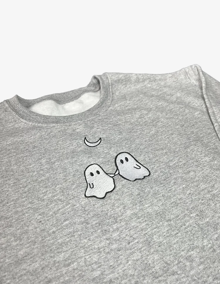 Halloween Ghost Holding Hands Embroidered Hoodie👻Crewneck