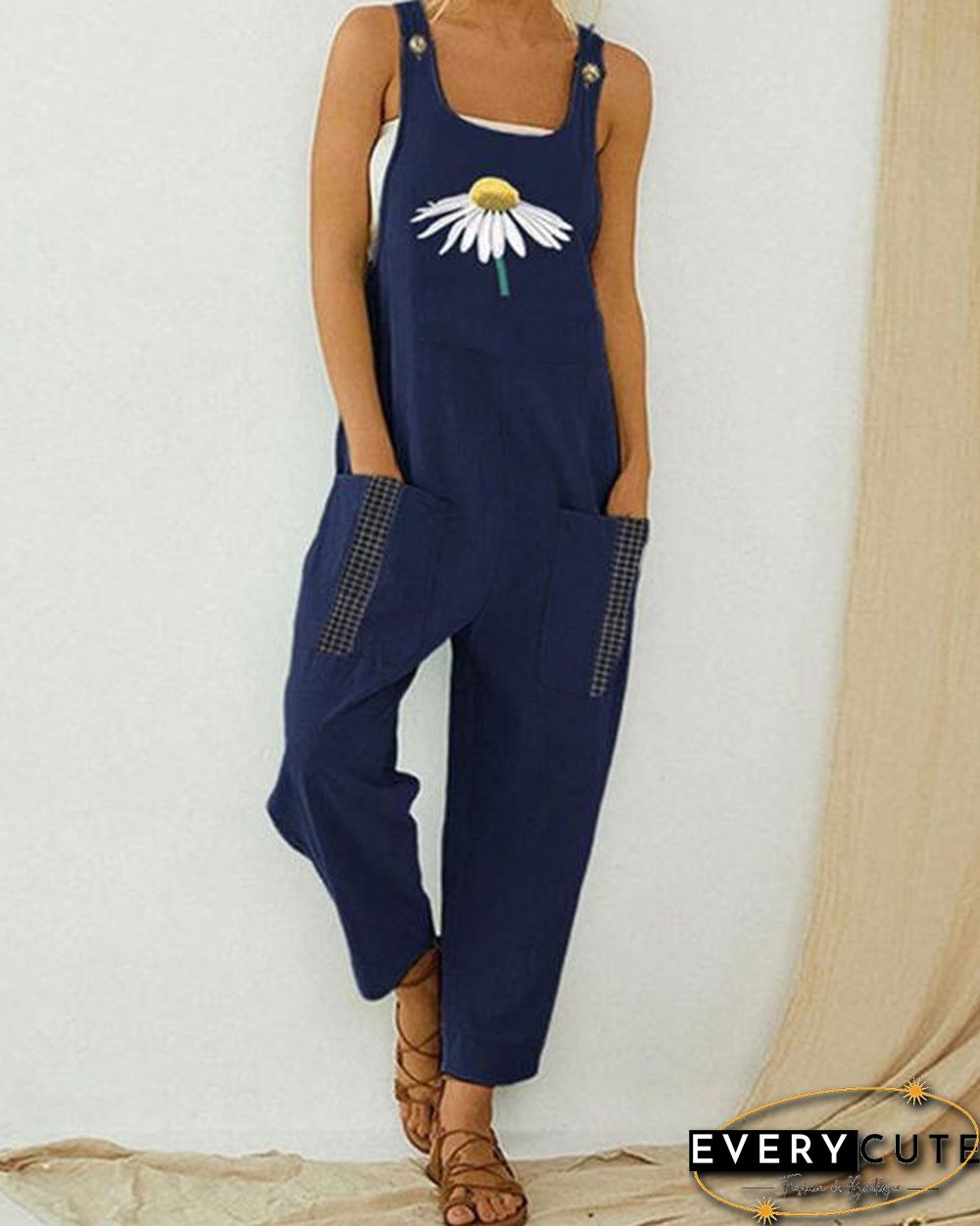 Flower Print Casual Jumpsuit For Women