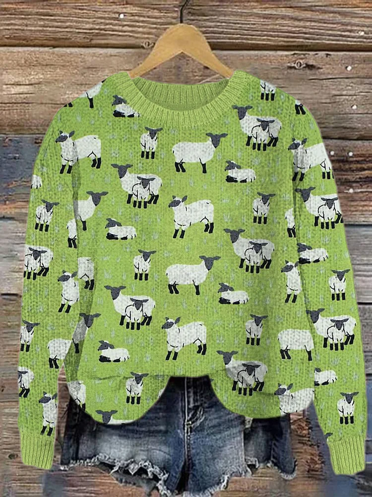 Cute Sheep Casual Cozy Knit Sweater