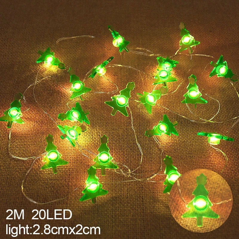 2M 20LED Santa Claus Snowflake LED Light String Christmas Decoration For Home Xmas Tree Ornament 2021 Navidad Kids Gift New Year