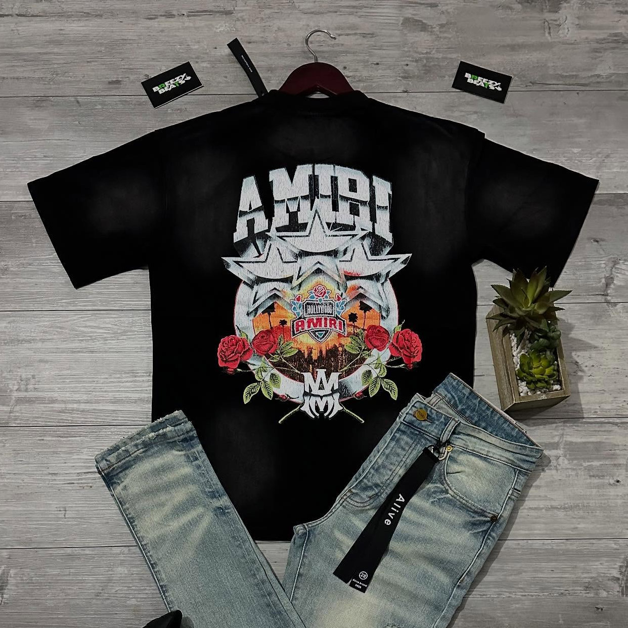 Amiri Star Rose Cotton Short Sleeve T-Shirt