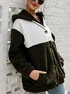 Stitching Color Plush Hooded Coat