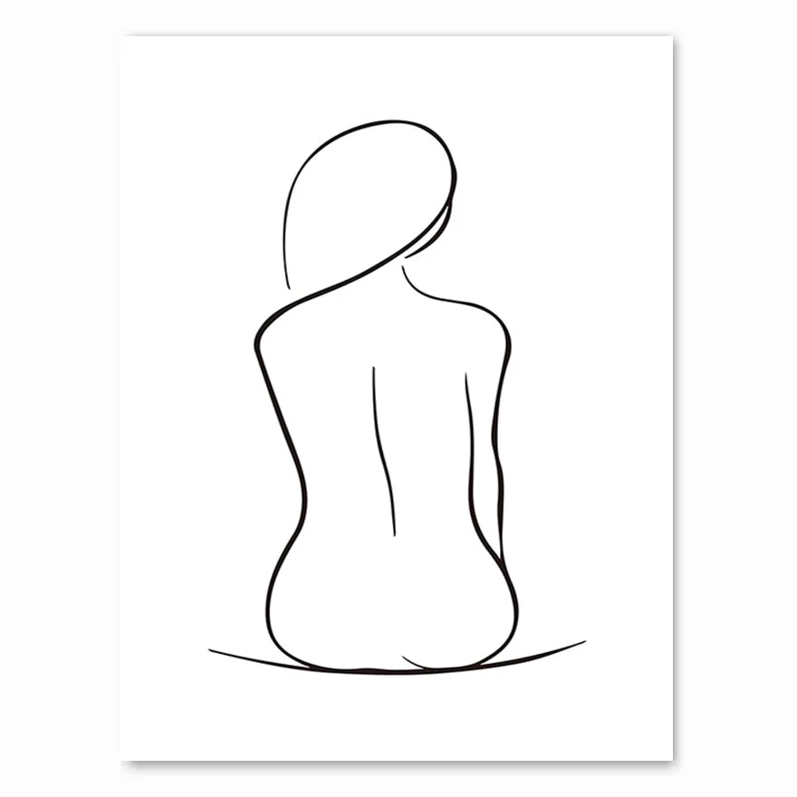 Nordic Minimalist  Figures Line Art Sexy Woman Body Nude Wall Canvas Paintings Drawing Posters Prints Decoration for Livingroom